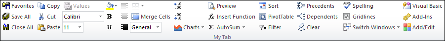 custom Excel ribbon tab