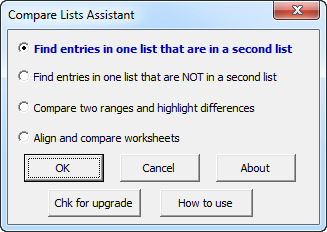 compare lists in Microsoft Excel