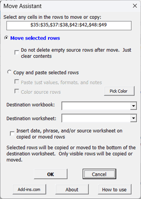 Move Assistant options