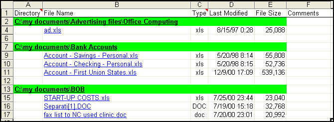 file listing example
